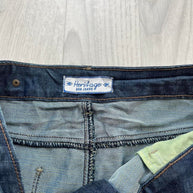 VINTAGE Y2K HERITAGE EMBROIDERED DENIM MINI SKIRT BLUE