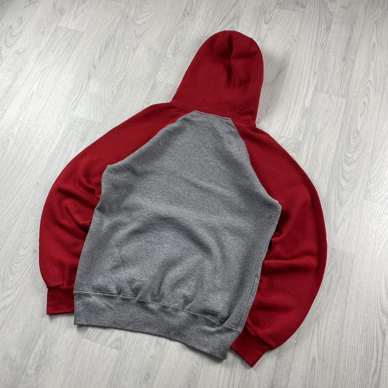 VINTAGE RUSSELL ATHLETIC BLANK HOODIE RED GREY (M)