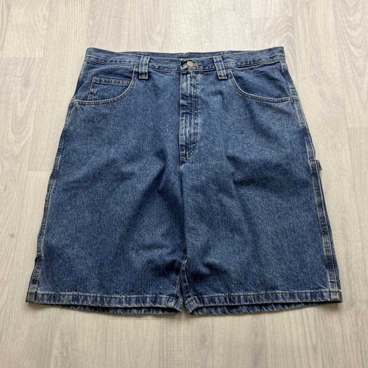 VINTAGE 00s WRANGLER BAGGY LOOSE CARPENTER JORTS BLUE