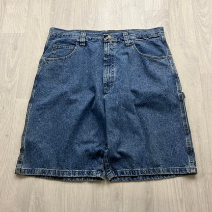VINTAGE 00s WRANGLER BAGGY LOOSE CARPENTER JORTS BLUE