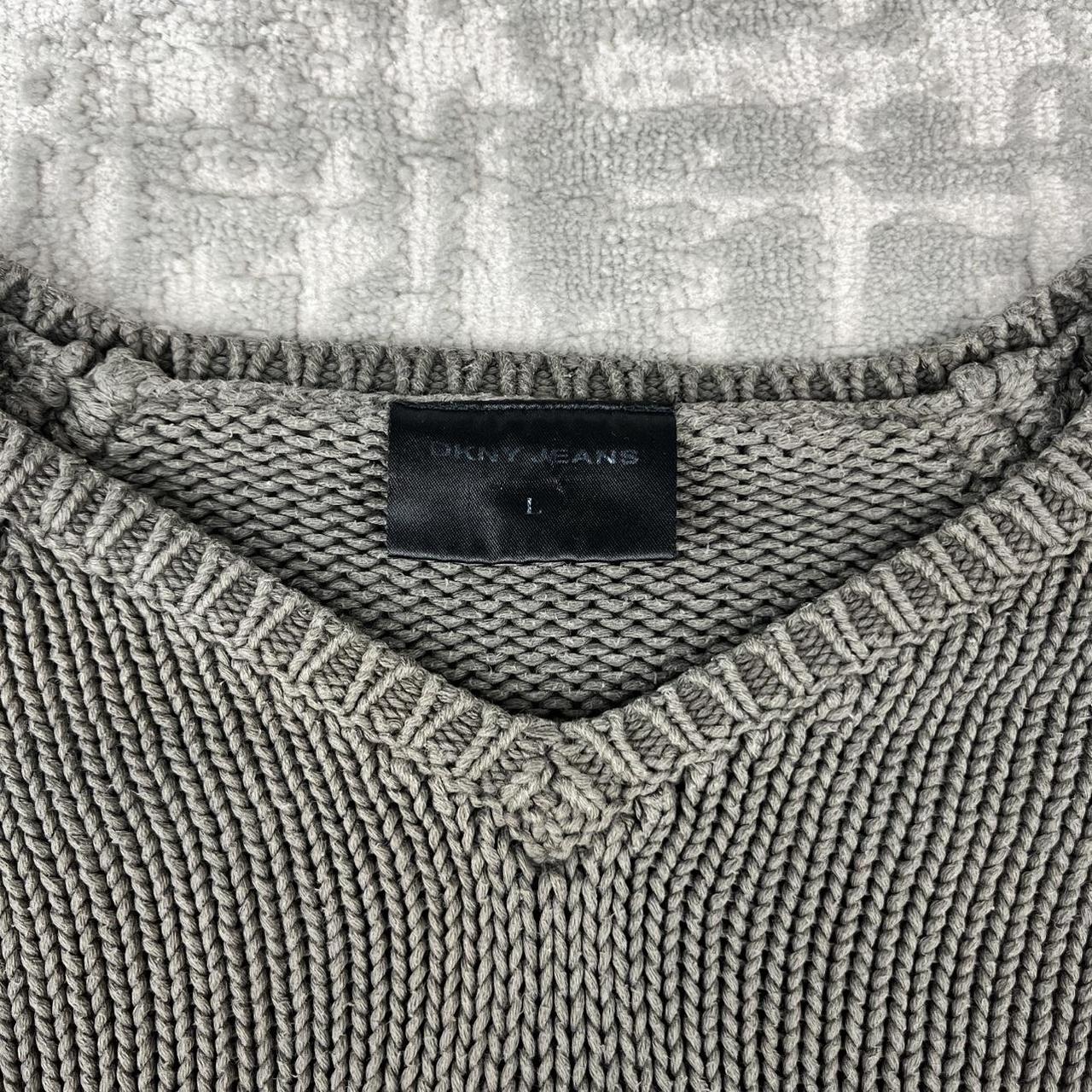 VINTAGE Y2K DKNY CROPPED SPELL OUT KNITTED JUMPER BROWN