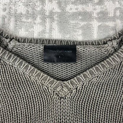 VINTAGE Y2K DKNY CROPPED SPELL OUT KNITTED JUMPER BROWN