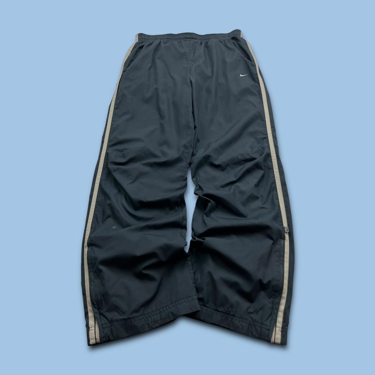 VINTAGE Y2K NIKE SIDE STRIPE BAGGY TRACKSUIT BOTTOMS NAVY