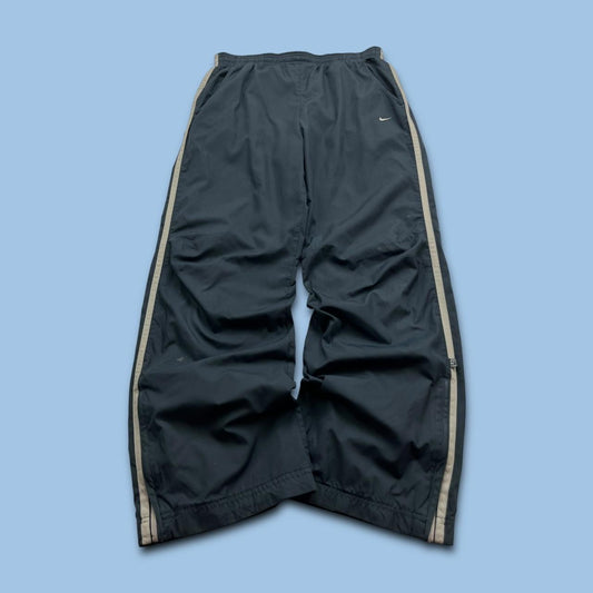 VINTAGE Y2K NIKE SIDE STRIPE BAGGY TRACKSUIT BOTTOMS NAVY