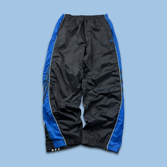VINTAGE Y2K ADIDAS BAGGY TRACKSUIT BOTTOMS CHARCOAL GREY / BLUE