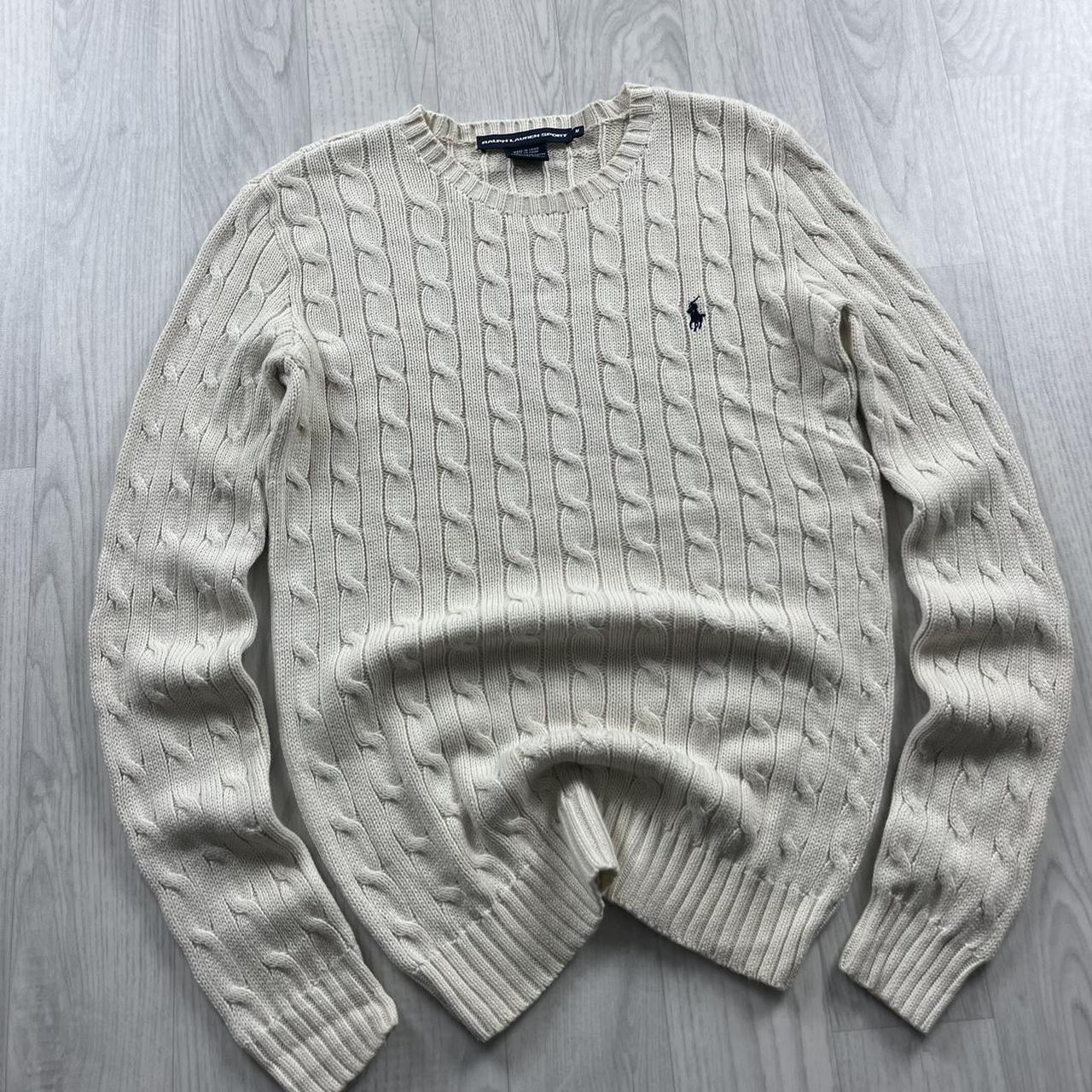 VINTAGE Y2K POLO RALPH LAUREN CHUNKY CABLE KNITTED JUMPER CREAM