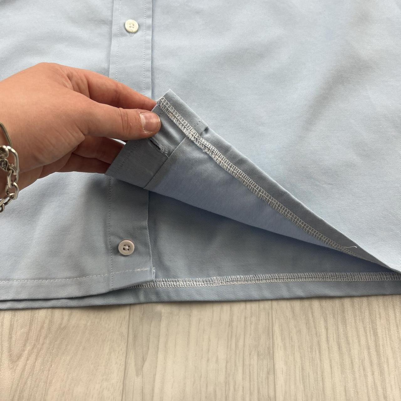 VINTAGE 00s FRED PERRY PLAIN CROPPED SHORT SLEEVE BUTTON UP SHIRT SKY BLUE