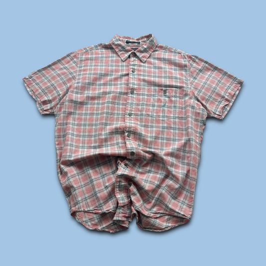 VINTAGE Y2K NAUTICA SHORT SLEEVE PLAID SHIRT PINK