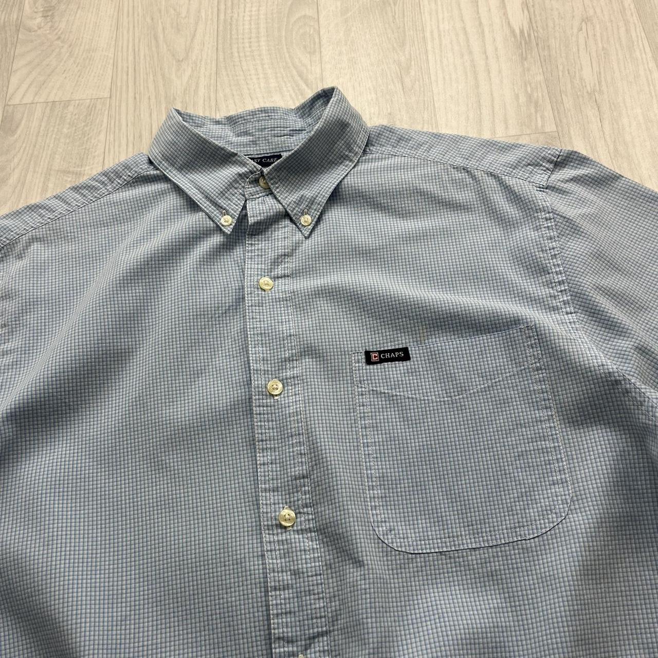 VINTAGE Y2K CHAPS SHORT SLEEVE CHECKERED SHIRT BABY BLUE