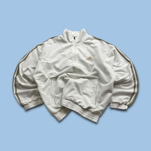 VINTAGE 90s ADIDAS BOXY WINDBREAKER TRACKSUIT JACKET WHITE