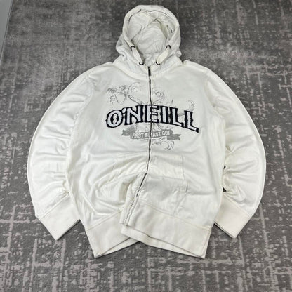 VINTAGE Y2K ONEILL SPELL OUT HOODIE WHITE
