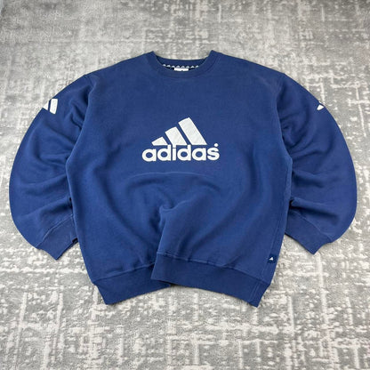 VINTAGE 90s ADIDAS BIG LOGO BOXY SPORTY SWEATSHIRT NAVY