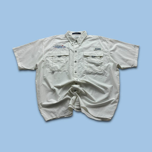 VINTAGE Y2K COLUMBIA UTILITY SHORT SLEEVE SHIRT WHITE