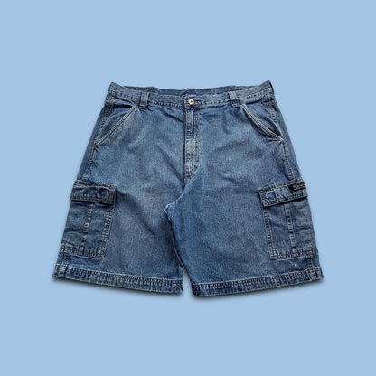 VINTAGE WRANGLER BAGGY CARPENTER JORTS BLUE (38w)