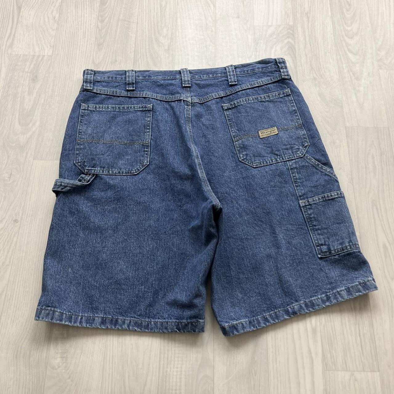 VINTAGE 00s WRANGLER BAGGY LOOSE CARPENTER JORTS BLUE