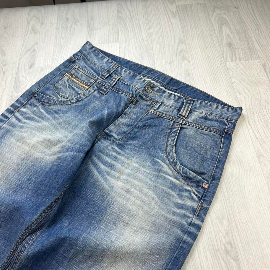 VINTAGE Y2K TIMEZONE STRAIGHT LEG BAGGY JEANS BLUE
