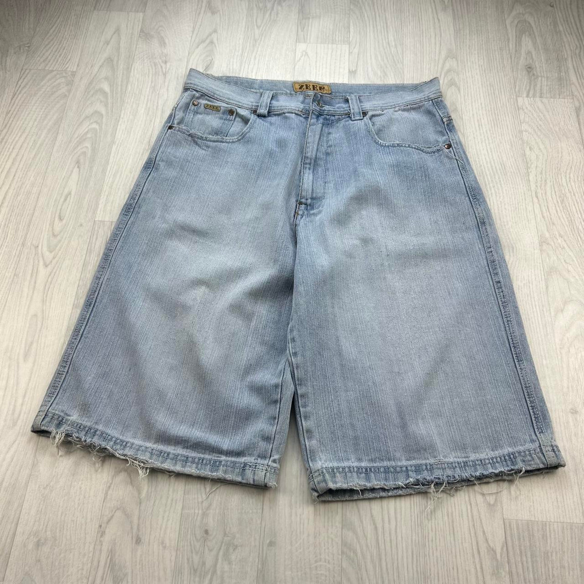 VINTAGE Y2K ZEEP BAGGY DENIM JORTS BLUE