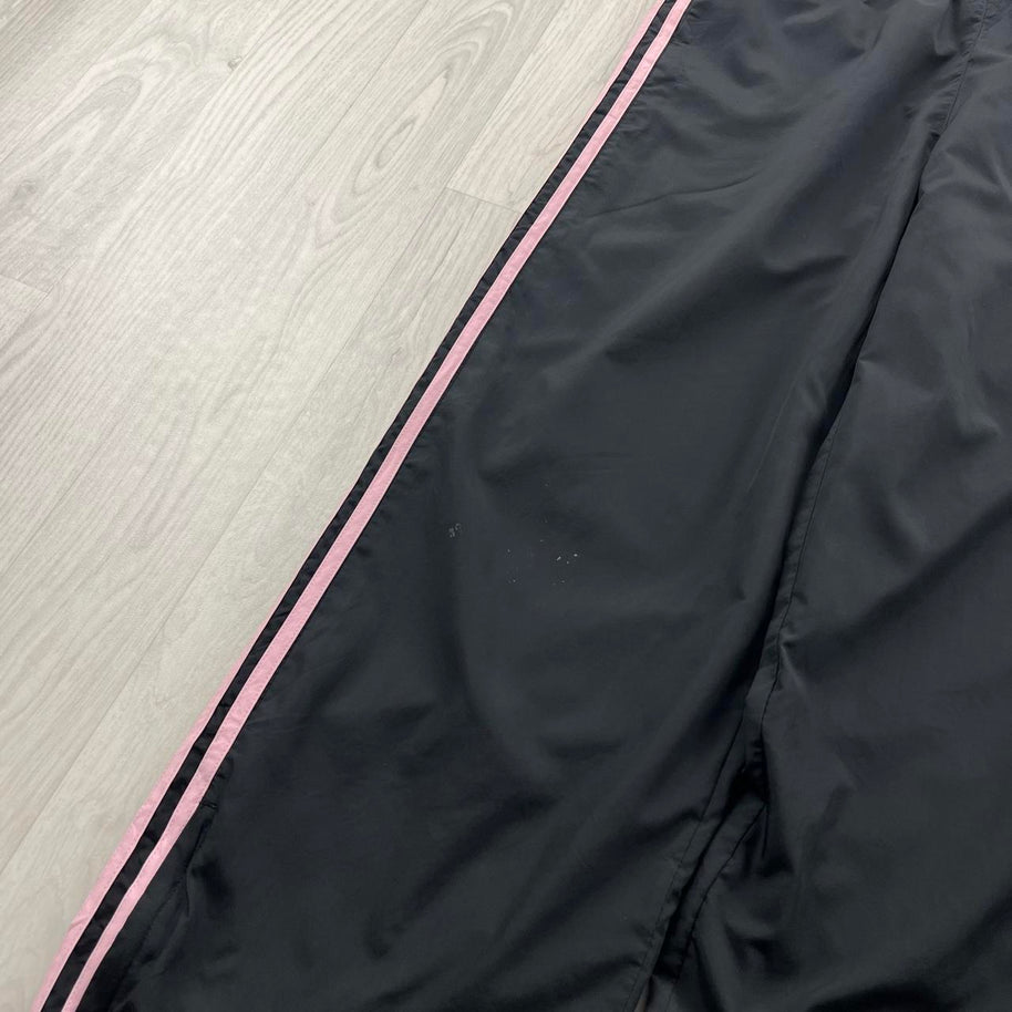 VINTAGE Y2K ADIDAS BAGGY TRACKSUIT BOTTOMS BLACK / PINK