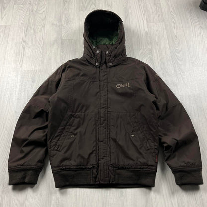 VINTAGE 00s O’NEILL HOODED HEAVY BOMBER JACKET BROWN