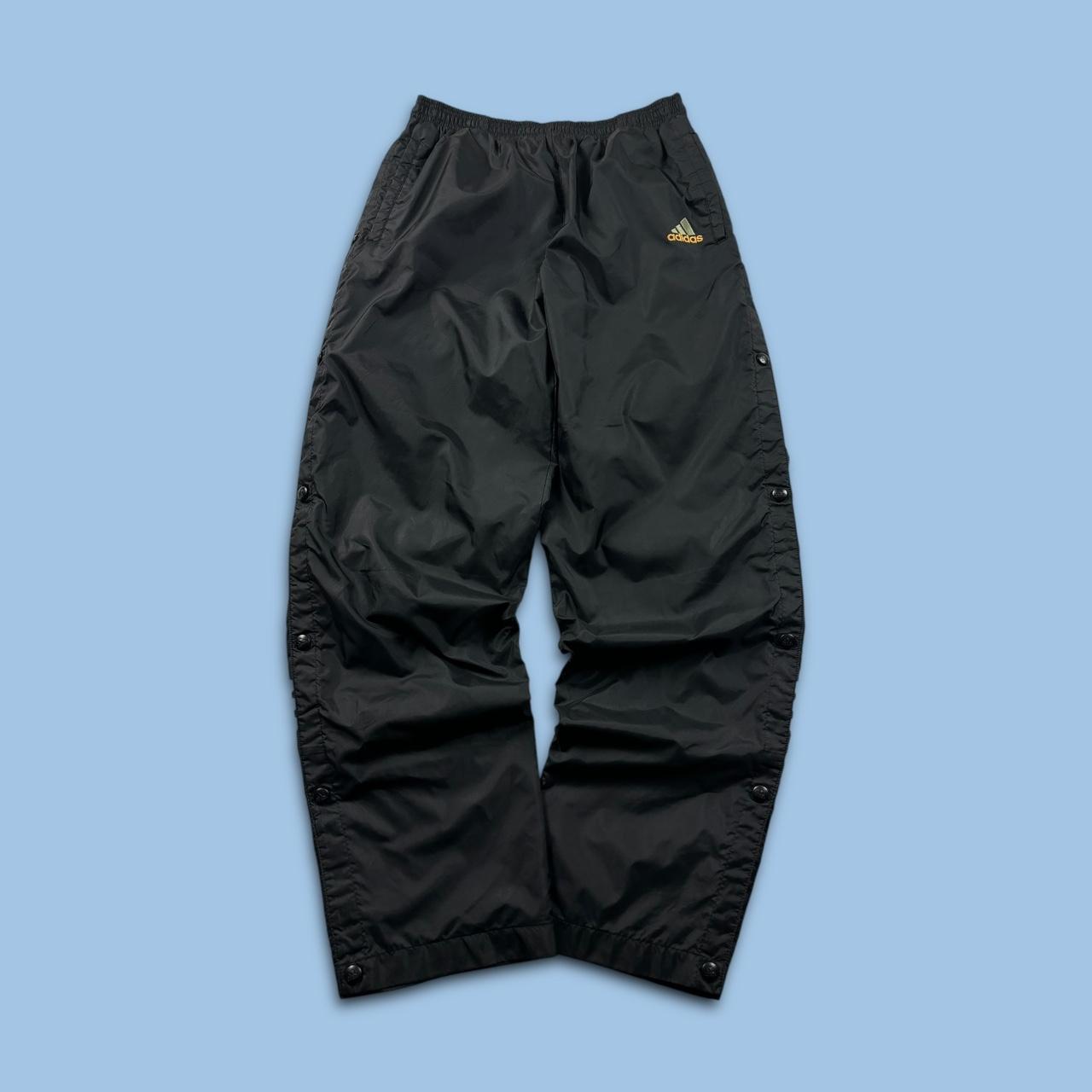 VINTAGE Y2K ADIDAS POPPER BAGGY TRACKSUIT BOTTOMS BLACK