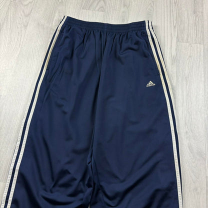 VINTAGE Y2K ADIDAS POPPER BAGGY TRACKSUIT BOTTOMS NAVY