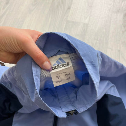 VINTAGE 90s ADIDAS PANELLED WINDBREAKER TRACK JACKET BLUE