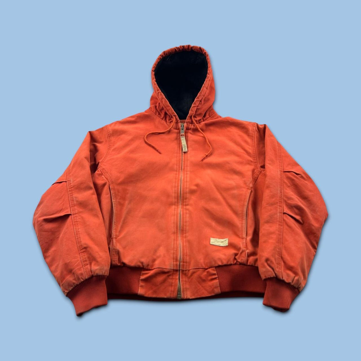 VINTAGE Y2K BERNE HOODED ACTIVE WORKWEAR BOMBER JACKET ORANGE