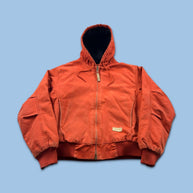 VINTAGE Y2K BERNE HOODED ACTIVE WORKWEAR BOMBER JACKET ORANGE
