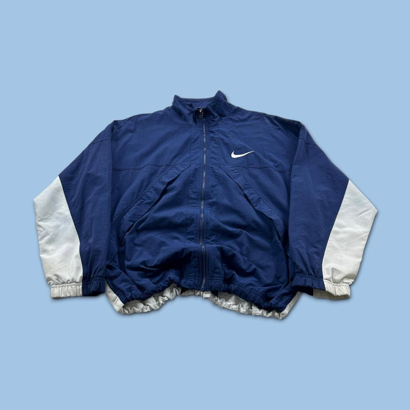 VINTAGE 90s NIKE LIGHTWEIGHT TRACK JACKET BLUE / WHITE