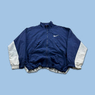 VINTAGE 90s NIKE LIGHTWEIGHT TRACK JACKET BLUE / WHITE