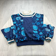 VINTAGE 90s NIKE FUNKY PATTERN SHELL WINDBREAKER JACKET NAVY / WHITE