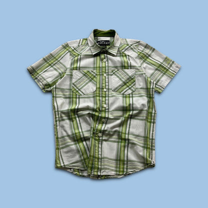 VINTAGE Y2K ALPINESTARS PLAID SHORT SLEEVE SHIRT GREEN WHITE