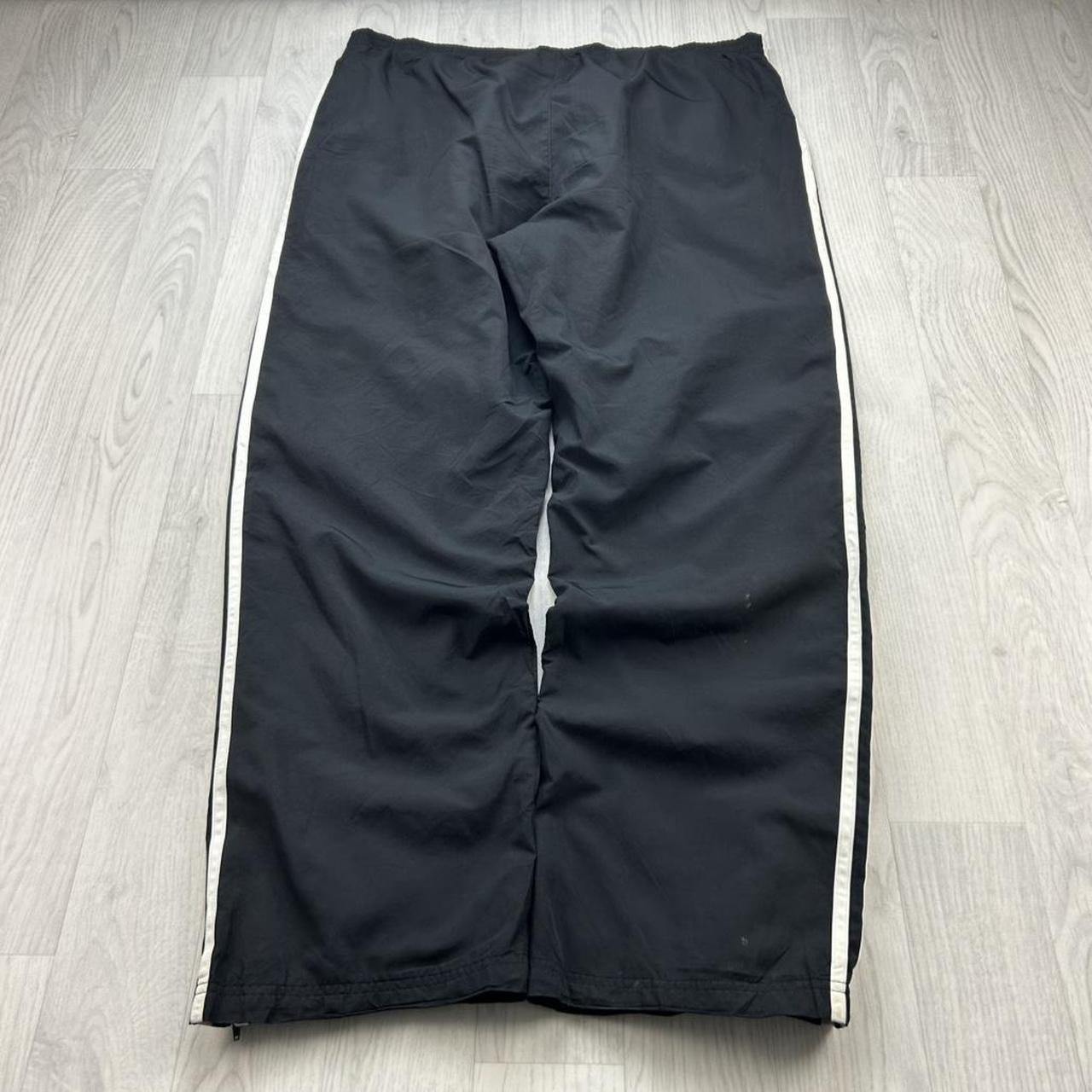 VINTAGE Y2K ADIDAS SIDE STRIPE BAGGY TRACKSUIT BOTTOMS BLACK