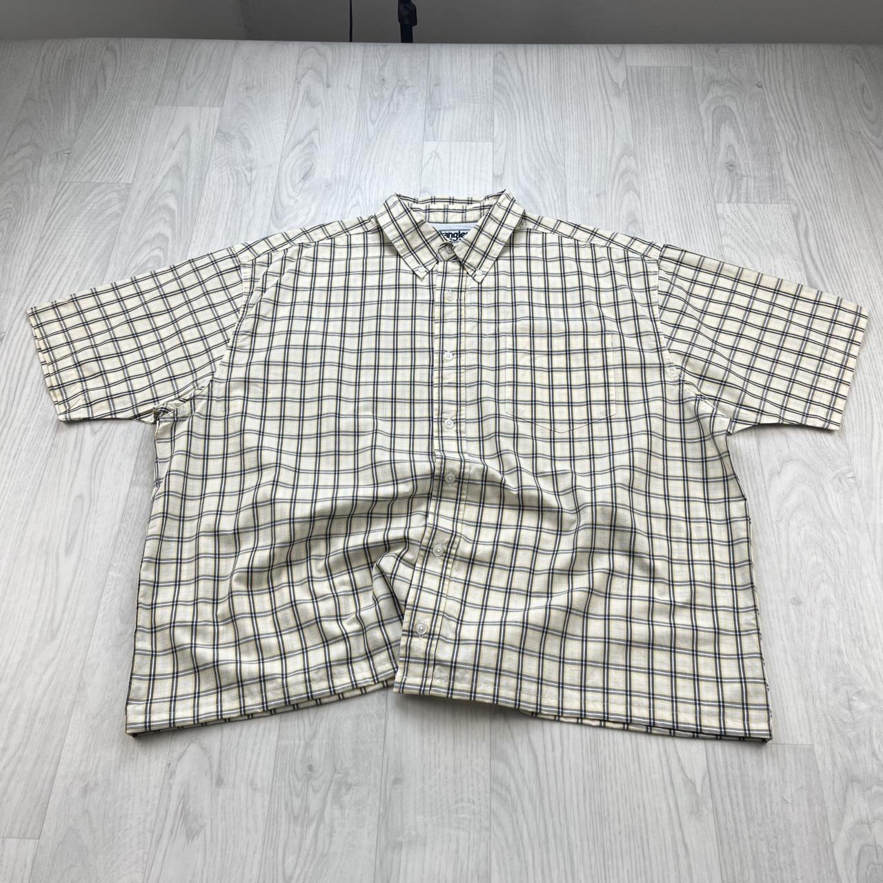 VINTAGE 00s WRANGLER CHECKERED CROPPED SHORT SLEEVE BUTTON UP SHIRT CREAM