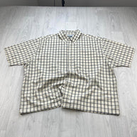 VINTAGE 00s WRANGLER CHECKERED CROPPED SHORT SLEEVE BUTTON UP SHIRT CREAM