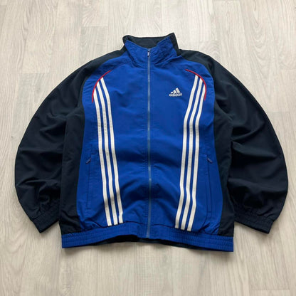 VINTAGE Y2K ADIDAS STRIPE WINDBREAKER TRACK JACKET BLACK BLUE