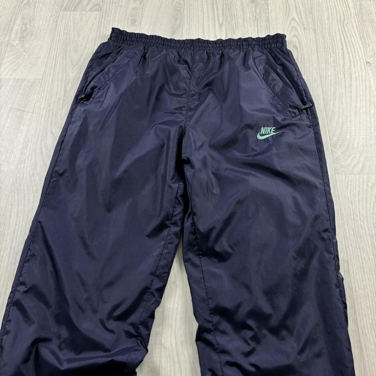 VINTAGE 90s NIKE STRAIGHT LEG BAGGY TRACKSUIT BOTTOMS NAVY