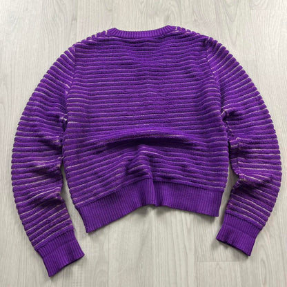 VINTAGE Y2K CROP STRIPED KNITTED JUMPER PURPLE