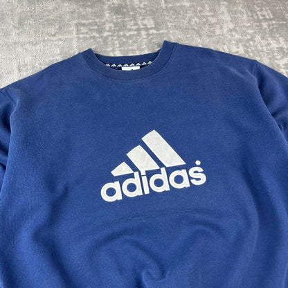 VINTAGE 90s ADIDAS BIG LOGO BOXY SPORTY SWEATSHIRT NAVY