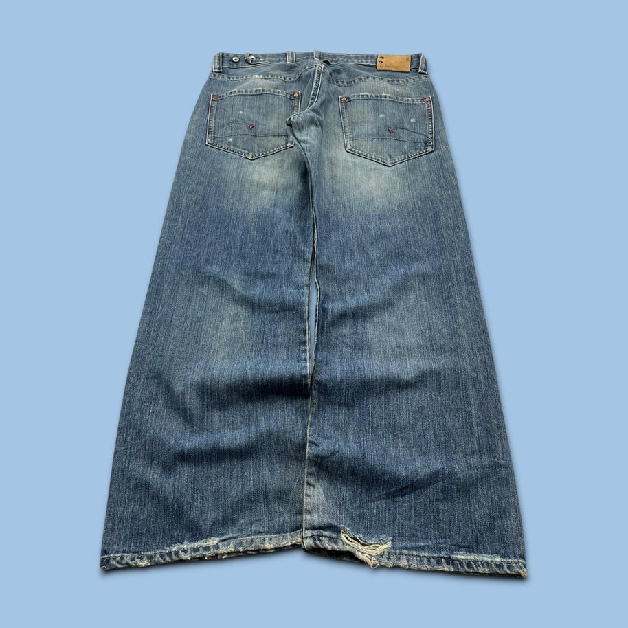 VINTAGE Y2K G STAR WIDE LEG BAGGY JEANS BLUE