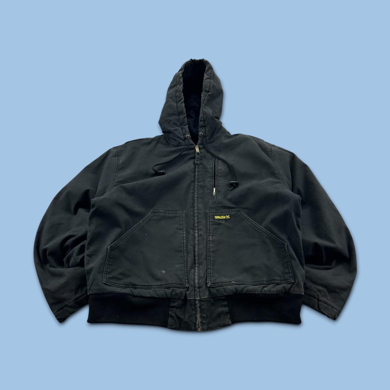VINTAGE Y2K WALLS ACTIVE HOODED WORKWEAR BOMBER JACKET BLACK