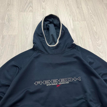 VINTAGE Y2K REEBOK SPELL OUT HOODIE NAVY