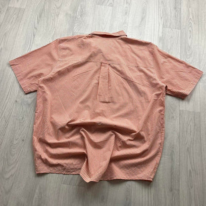 VINTAGE Y2K CHAPS SHORT SLEEVE PLAID SHIRT ORANGE