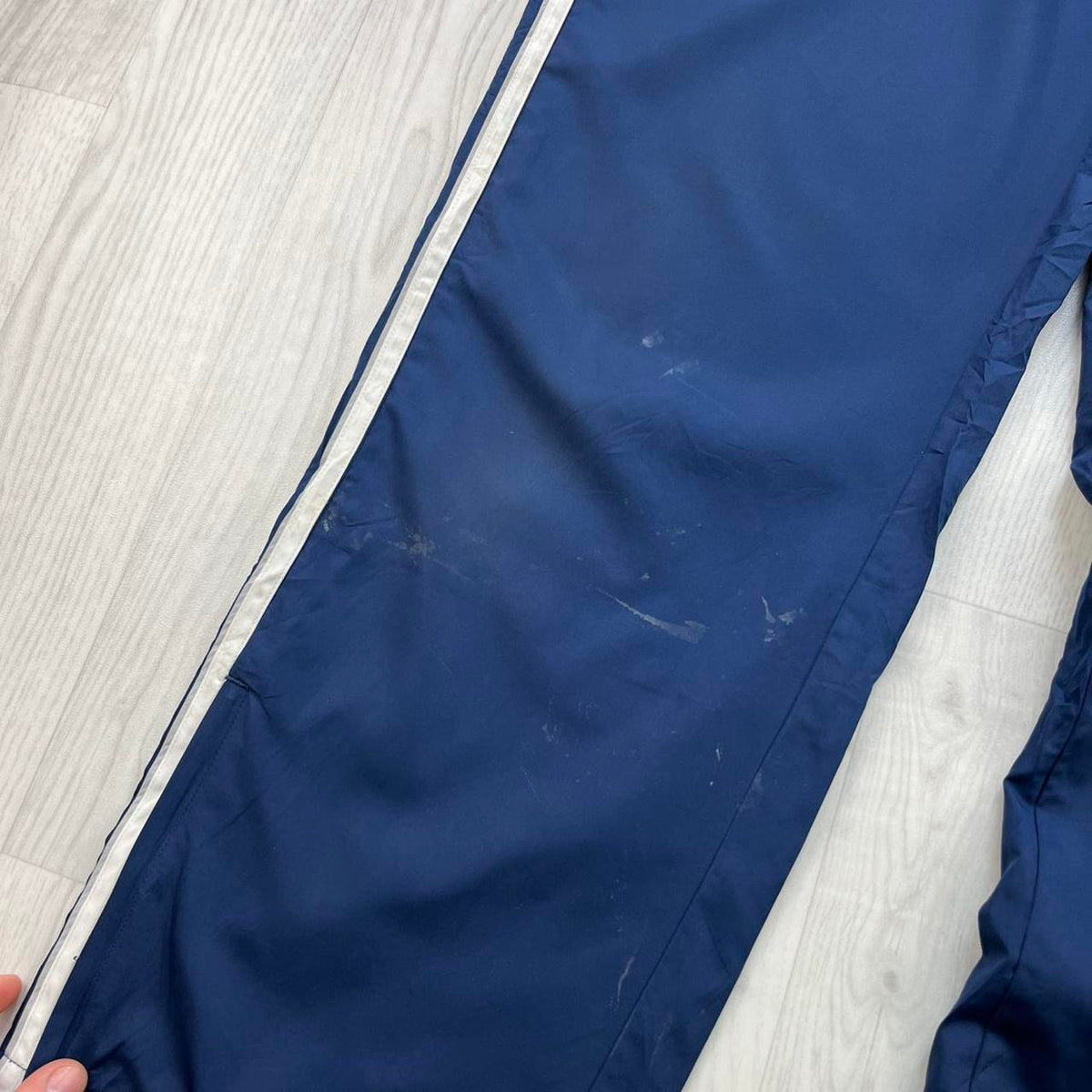 VINTAGE Y2K ADIDAS SIDE STRIPE BAGGY TRACKSUIT BOTTOMS NAVY