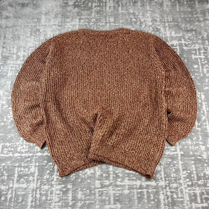 VINTAGE Y2K L L BEAN CHUNKY RIBBED ESSENTIAL KNITTED JUMPER BURNT ORANGE