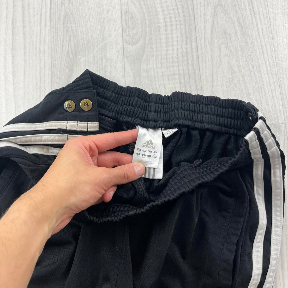 VINTAGE Y2K ADIDAS SIDE STRIPE POPPER TRACKSUIT BOTTOMS BLACK