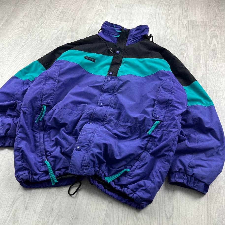 VINTAGE 90s COLUMBIA TECHNICAL PADDED SKI JACKET PURPLE