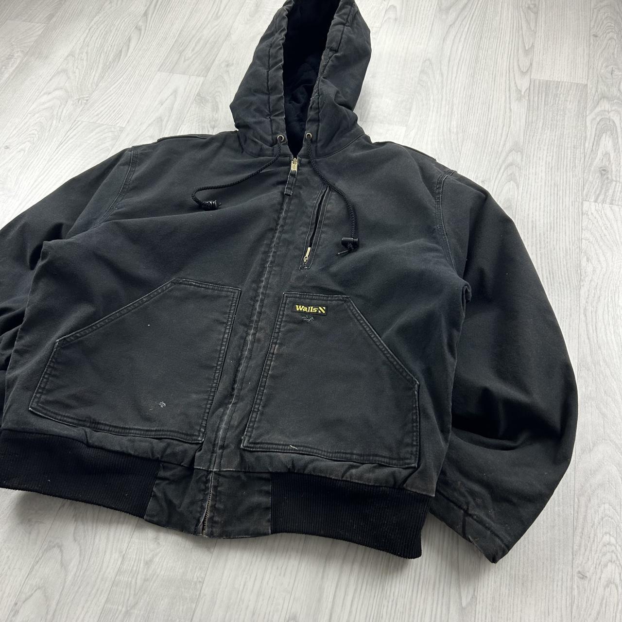 VINTAGE Y2K WALLS ACTIVE HOODED WORKWEAR BOMBER JACKET BLACK