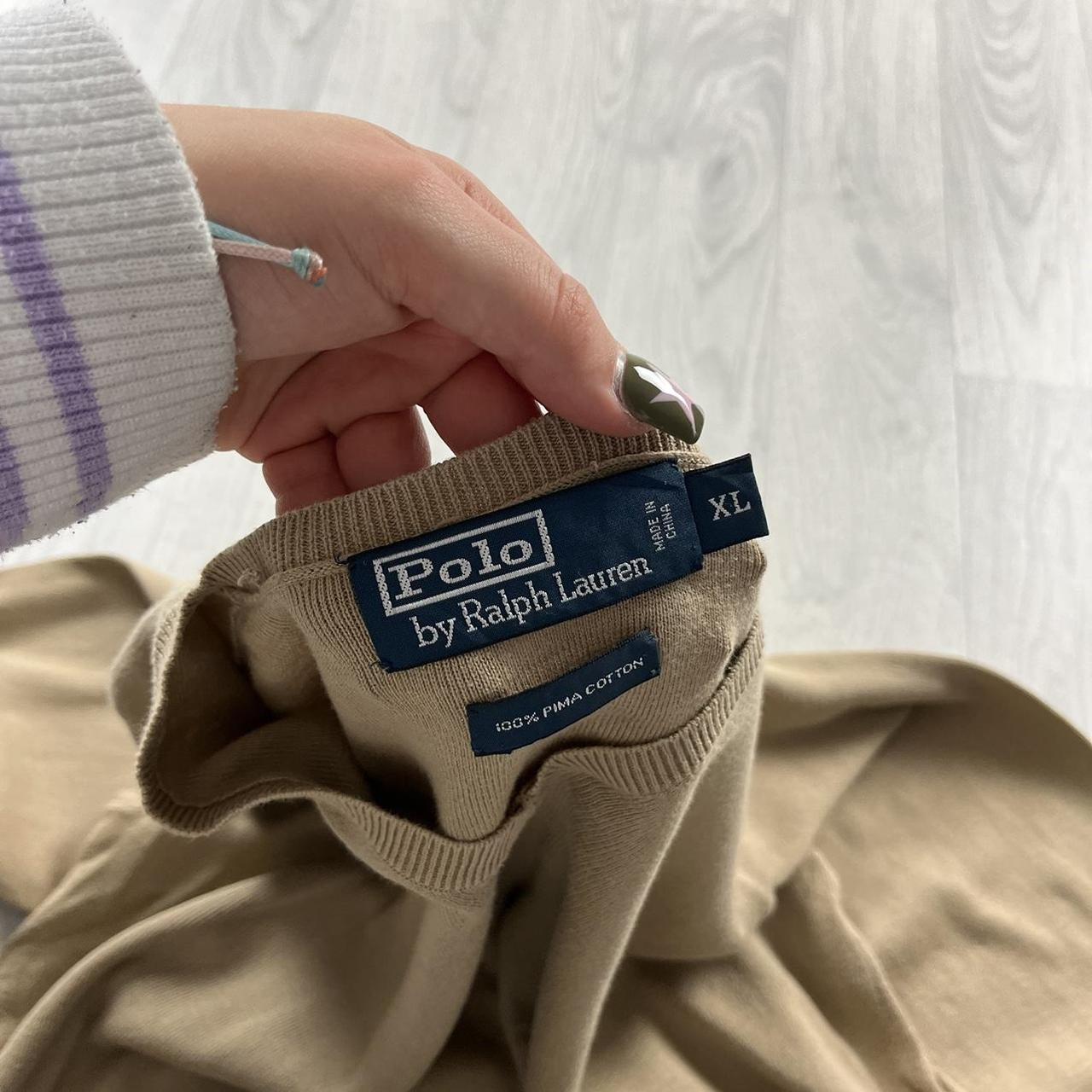 VINTAGE Y2K POLO RALPH LAUREN KNITTED JUMPER BEIGE