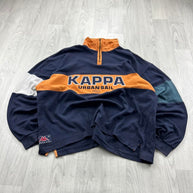 VINTAGE 90s KAPPA SPELL OUT QUARTER ZIP SWEATSHIRT NAVY